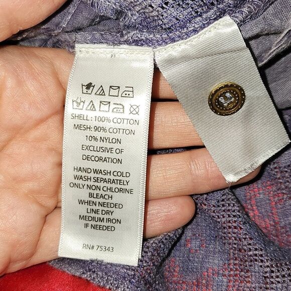 Rachel Zoe cotton lace & eyelet swing tank top SZ Medium flowy button detail - Picture 12 of 12